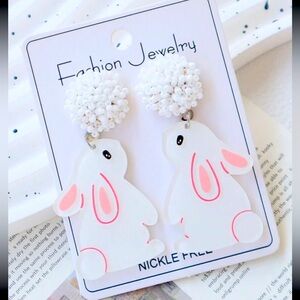New- Acrylic Cute Easter Rabbit Beaded Earrings